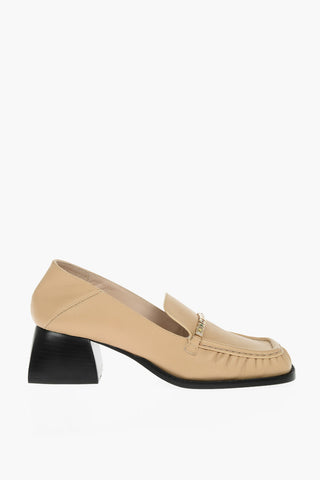 5 cm Squared Heel Leather Loafers