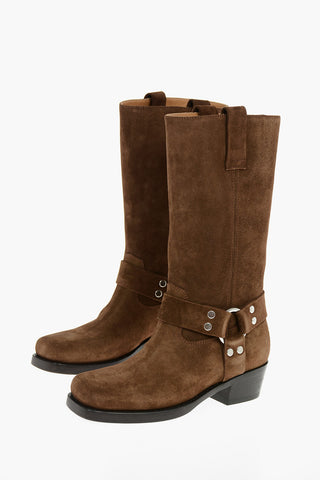 Stivali In Pelle Scamosciata ROXY BOOT Con Punta Squadrata