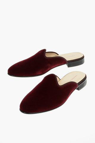Leather Sole Velour Mules
