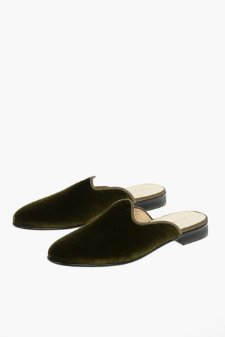 Leather Sole Velour Mules