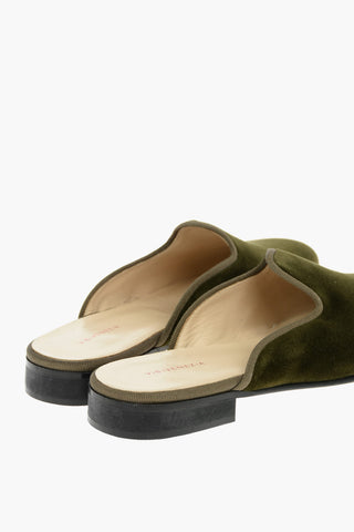 Leather Sole Velour Mules