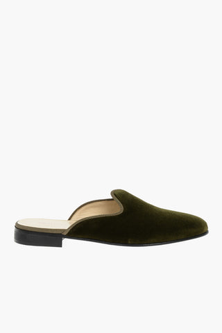 Leather Sole Velour Mules