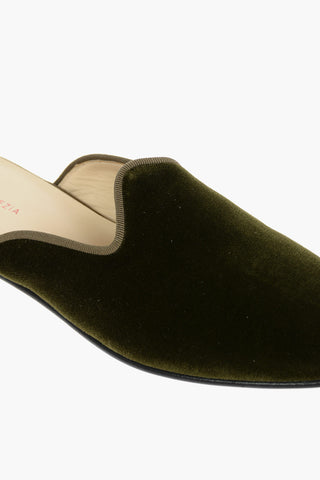 Leather Sole Velour Mules