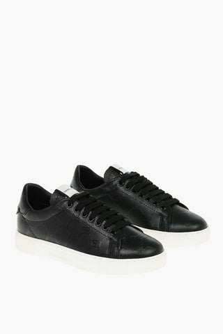 Rubber Sole Logoed Leather Sneakers