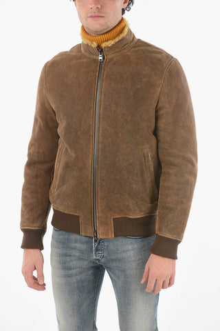 Giubbotto Taker in Pelle con Interno in Eco Pelliccia