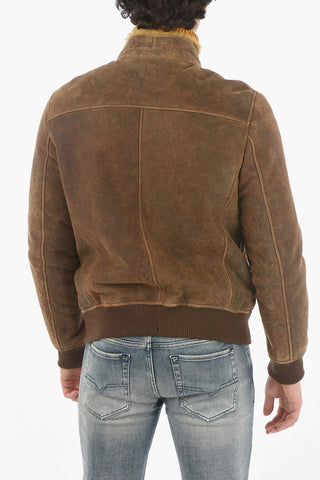 Giubbotto Taker in Pelle con Interno in Eco Pelliccia