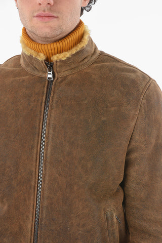 Giubbotto Taker in Pelle con Interno in Eco Pelliccia