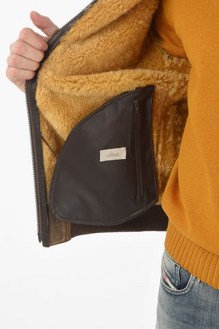 Giubbotto Taker in Pelle con Interno in Eco Pelliccia