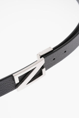 35mm Silver Monogram Reversible Leather Belt