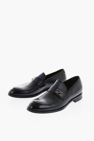 Leather SIENA FLEX Loafers with Silver Monogram