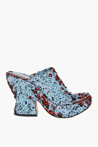 Viscose-blend Bouclé Mules with Sculptured Heel 11cm
