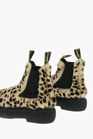Leopard Motif Shearling ARPEGE Chelsea Boots with Platform Sole