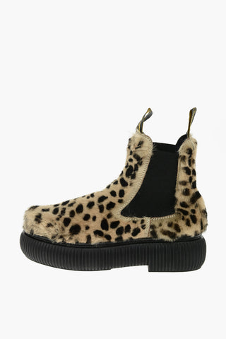 Leopard Motif Shearling ARPEGE Chelsea Boots with Platform Sole