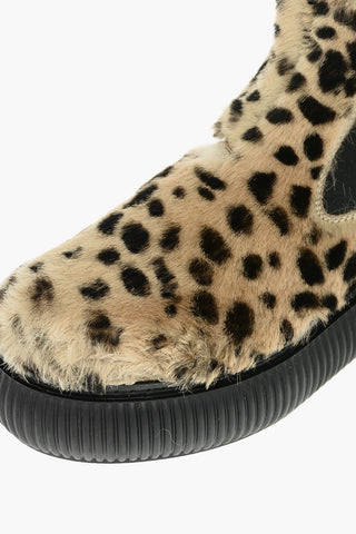 Leopard Motif Shearling ARPEGE Chelsea Boots with Platform Sole