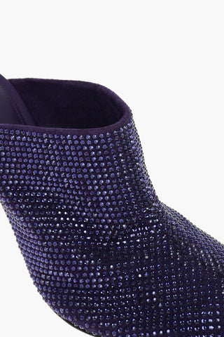 Suede Leather DOT Mules with All-over rhinestones 10cm