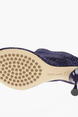 Suede Leather DOT Mules with All-over rhinestones 10cm