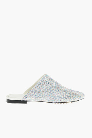 Suede Leather DOT Slippers with All-over Rhinestones