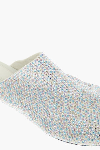 Suede Leather DOT Slippers with All-over Rhinestones