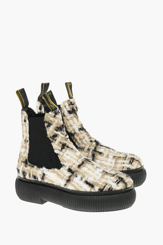 Wool Tweed ARPEGE Chelsea Boots with Platform Sole