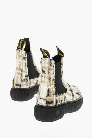 Wool Tweed ARPEGE Chelsea Boots with Platform Sole