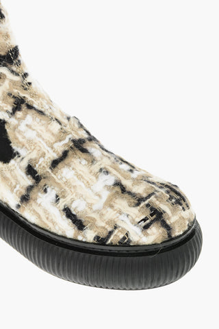 Wool Tweed ARPEGE Chelsea Boots with Platform Sole