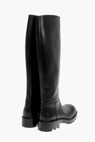Leather Over-the-knee Boots with Cleated Sole