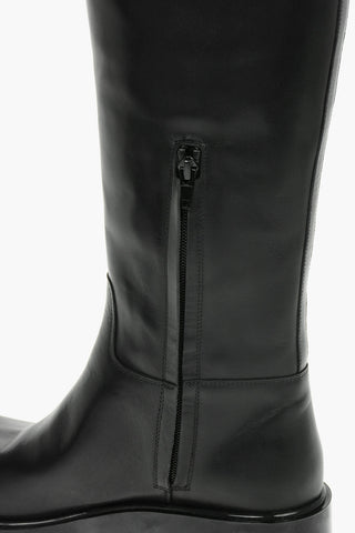 Leather Over-the-knee Boots with Cleated Sole