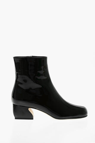 SI ROSSI Patent Leather Ankle Boots with Sculptured Heel 5cm