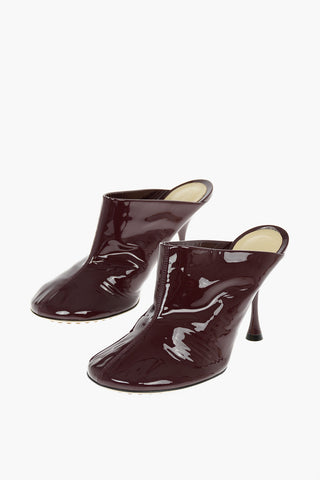 Polished Soft Leather DOT Mules with Round Toe 10cm