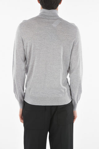 Zipped Mock Neck Wool Sweater