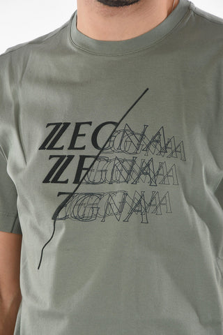 ZZEGNA Short Sleeved Logo Printed T-shirt