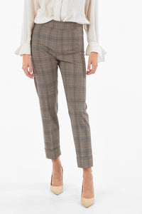 Pantaloni Tartan Con Risvolto