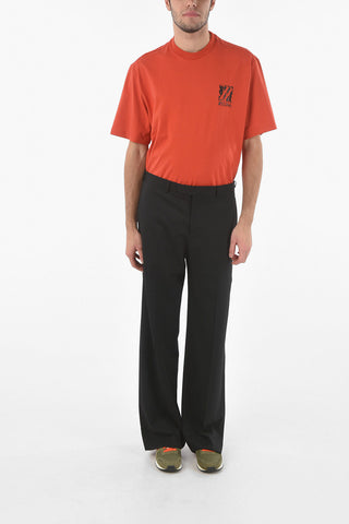 Hidden Fastening Wide Leg Virgin Wool Pants