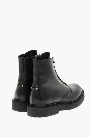 Leather PIERCED PUNK Combat Boots with Side Zip