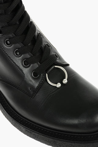 Leather PIERCED PUNK Combat Boots with Side Zip