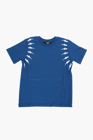 Contrasting Printed Crew-neck FAIRISLE THUNDERBOLT T-Shirt
