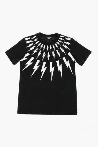 Contrasting Printed Crew-neck FAIRISLE THUNDERBOLT T-Shirt