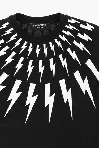 Contrasting Printed Crew-neck FAIRISLE THUNDERBOLT T-Shirt