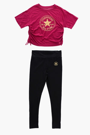 ALL STAR CHUCK TAYLOR Set Leggings e T-Shirt con Logo Stampato