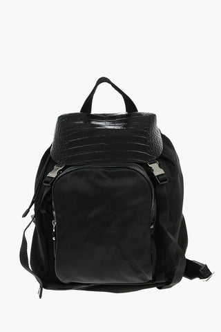 Fabric Backpack with Crocodile Print Details