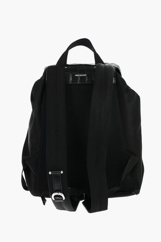 Fabric Backpack with Crocodile Print Details