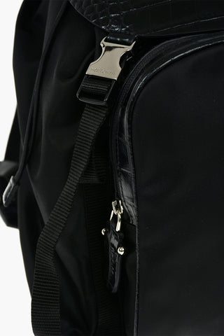 Fabric Backpack with Crocodile Print Details