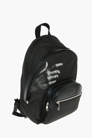 Maxi Backpack 'THE OTHER HAND with Front Pocket and Leather Finishes