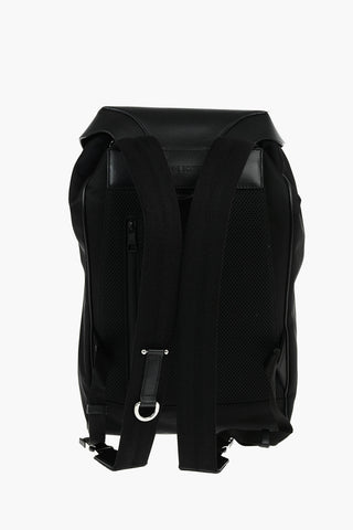 Laether and Nylon ENAMEL BADGE Backpack with Silver Details