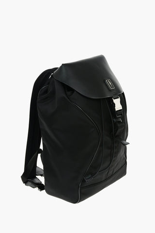Laether and Nylon ENAMEL BADGE Backpack with Silver Details