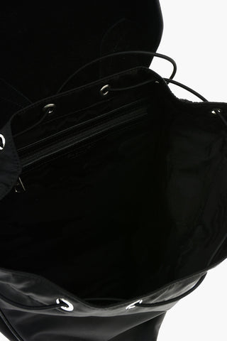 Laether and Nylon ENAMEL BADGE Backpack with Silver Details