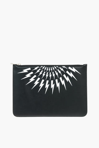 Contrasting Printed Leather FAIRISLE THUNDERBOLT Pouch
