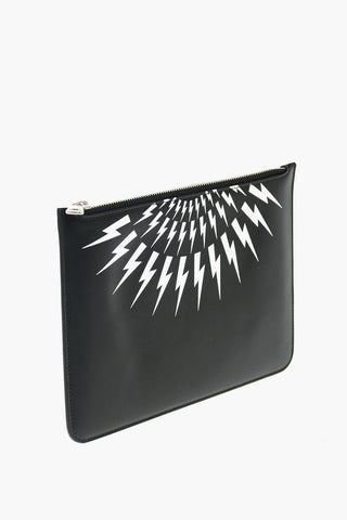 Contrasting Printed Leather FAIRISLE THUNDERBOLT Pouch