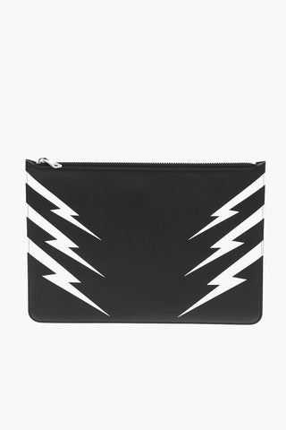 Contrasting Printed Leather TIGER BOLT Pouch