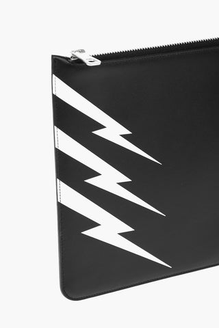 Contrasting Printed Leather TIGER BOLT Pouch